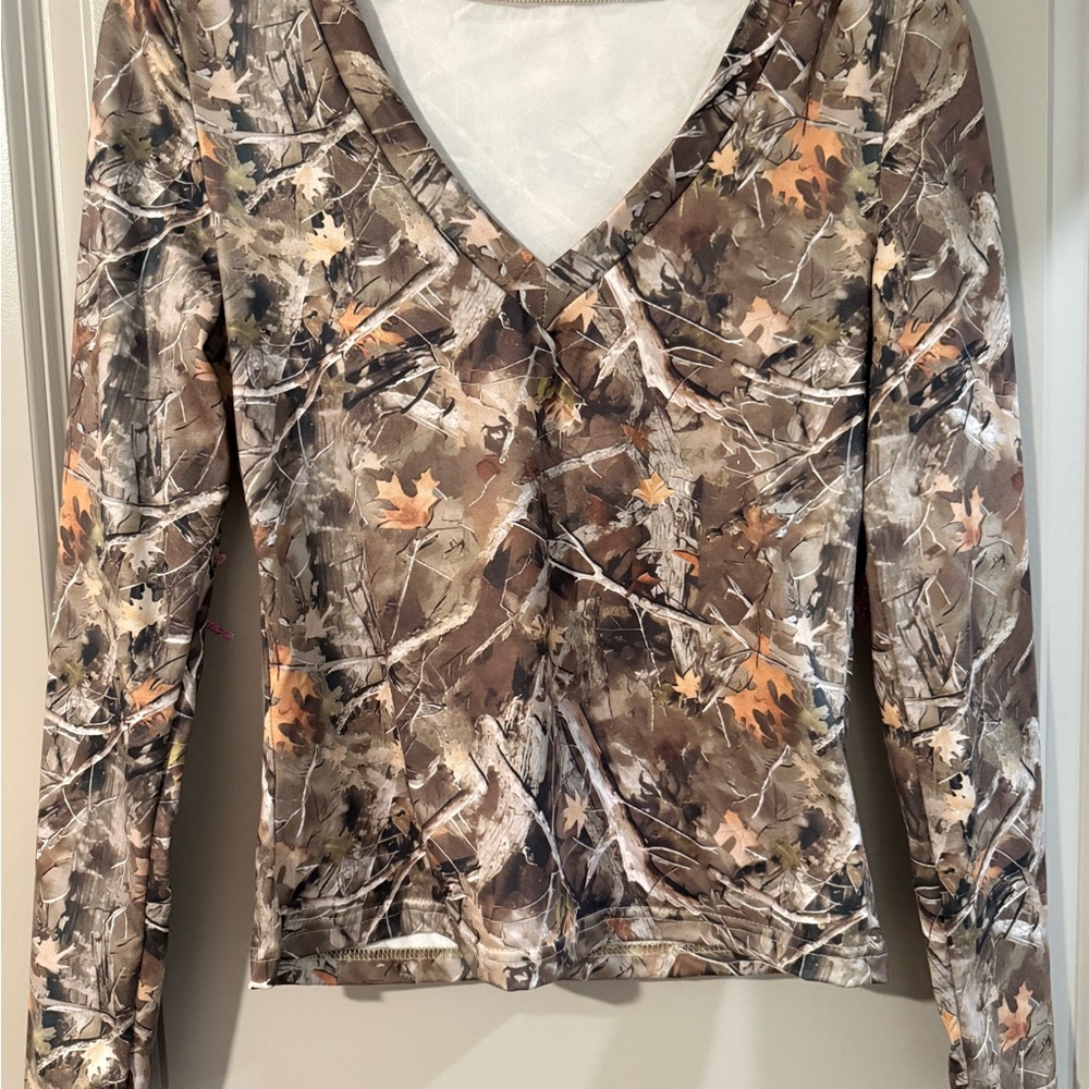 SHEIN Woodland Camo Long Sleeve Top